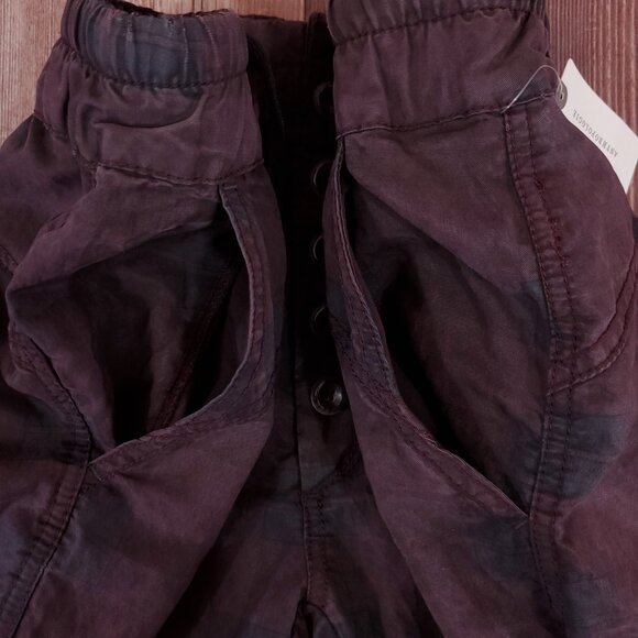 NWT Anthropologie Womens Size Small Jacquie Button Fly Joggers Pants Plaid Plum - Picture 4 of 14